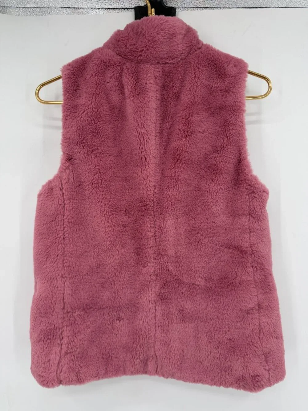 J.Crew Pink Faux Fur Teddy Fleece Zip Front Vest Women's XS Cozy Soft